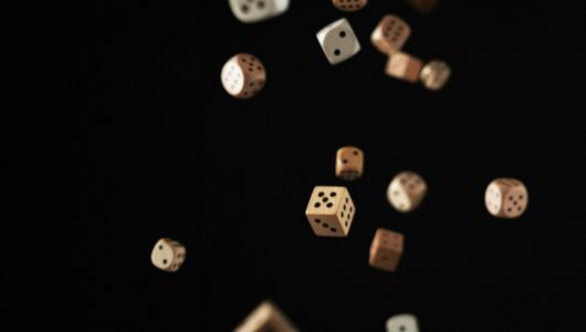 a group of dices flying in the air